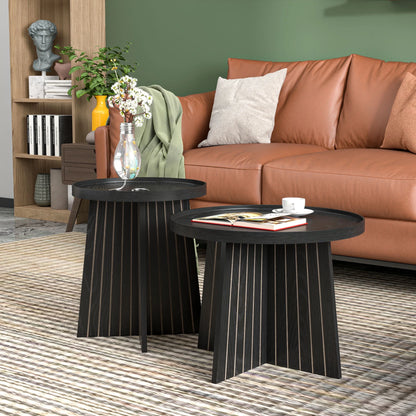 Round Coffee Table, Nesting Coffee Tables Set of 2, Circular Coffee Table