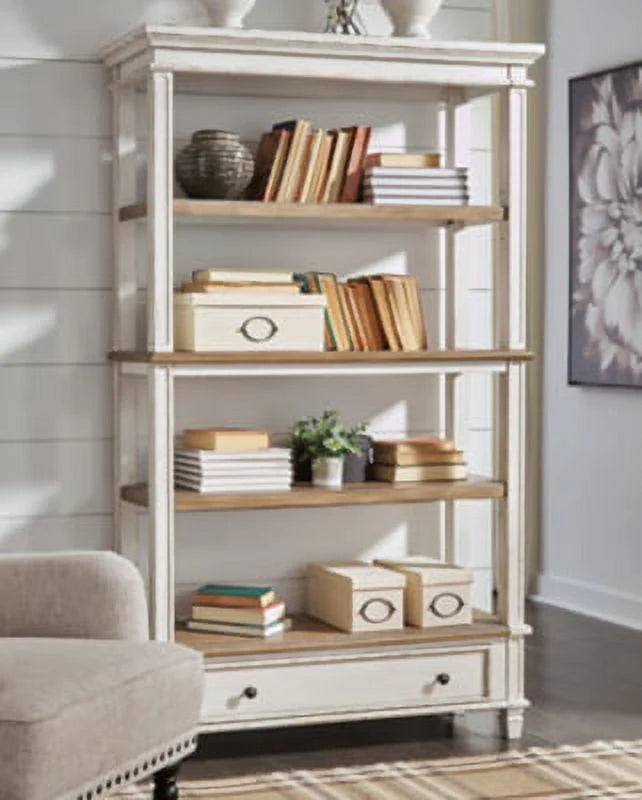 Signature Design by Ashley Realyn French Country 75" Bookcase with Drawer, Chipped White