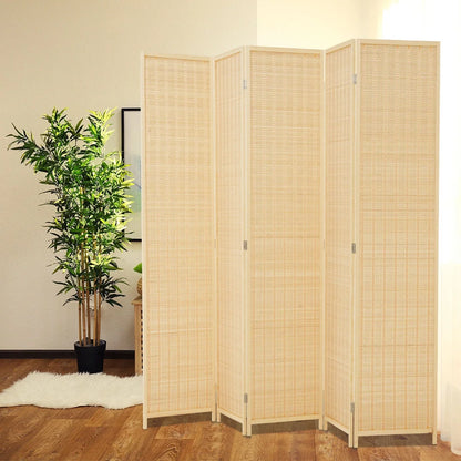 JOSTYLE 4-Panel Room Divider 6ft Tall Extra Wide Folding Privacy Screen with Diamond Double-Weave Divider for Room Separation Freestanding Red Brown