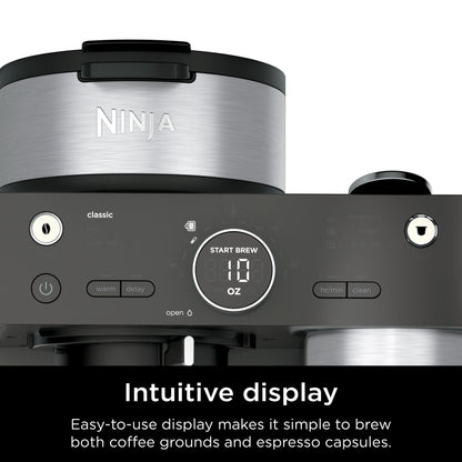 Ninja CFN601 Espresso & Coffee Barista System, Single-Serve Coffee & Nespresso Capsule Compatible