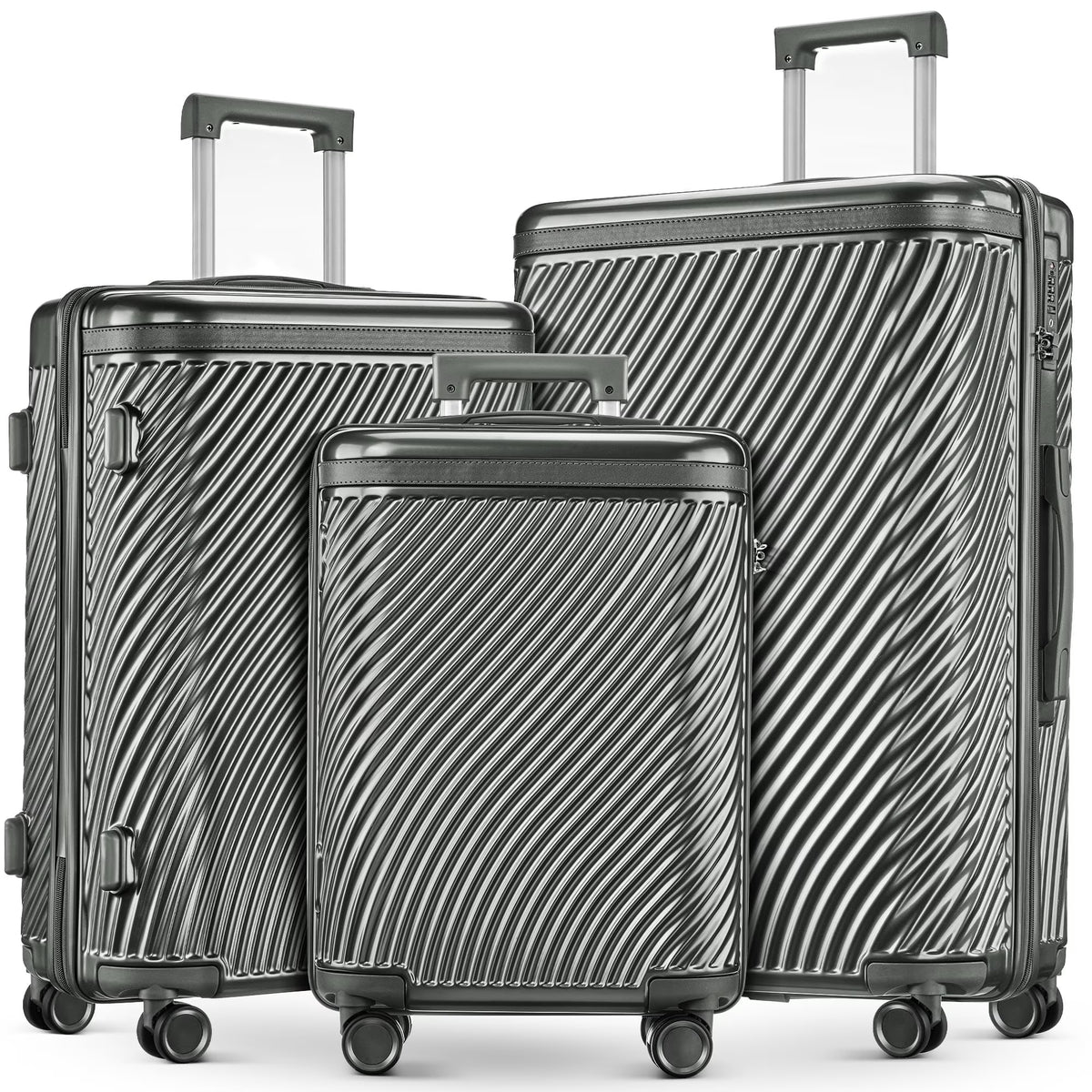 3 Piece Luggage Sets Hard Shell Suitcase Set with Spinner Wheels for Travel Trips Business 20" 24" 28", Rose Gold
