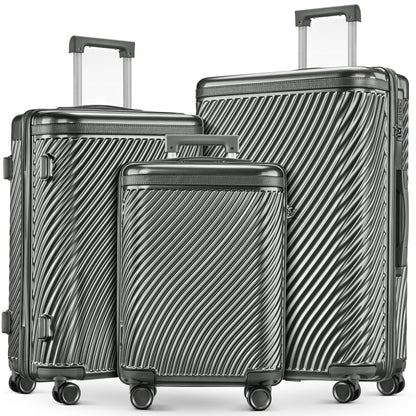 3 Piece Luggage Sets Hard Shell Suitcase Set with Spinner Wheels for Travel Trips Business 20" 24" 28", Rose Gold