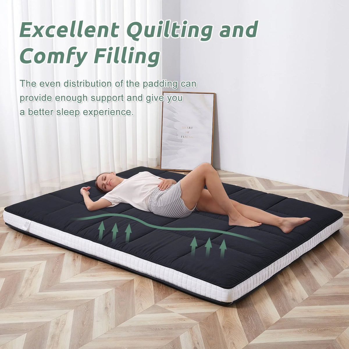 Slsy Futon Mattress 4" Soft and Supportive Twin Mattress Pad with Storage Bag
