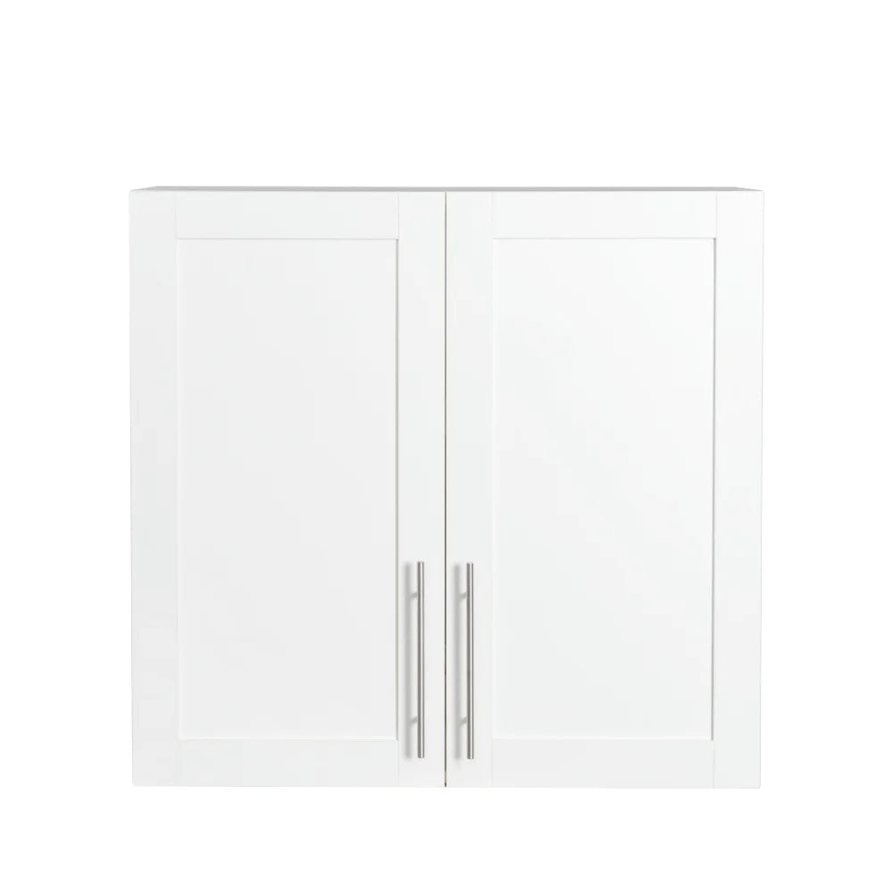 Stackable Wall Cabinet,Hanging Wall Mount Storage Cabinet with Adjustable Shelves and Doors,Sideboard Buffet Cupboard,Console Table,White Wood Finish,11.81 "D x 31.50"W x 29.92 "H