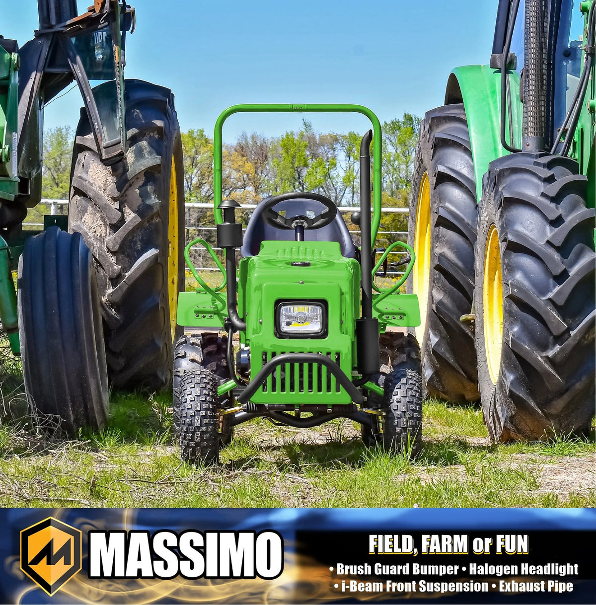 Massimo Mini Tractor 110cc 2WD Gas Go Kart �C Kids & Youth Ride-On Utility Vehicle �C Green