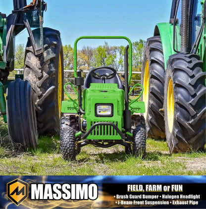 Massimo Mini Tractor 110cc 2WD Gas Go Kart �C Kids & Youth Ride-On Utility Vehicle �C Green