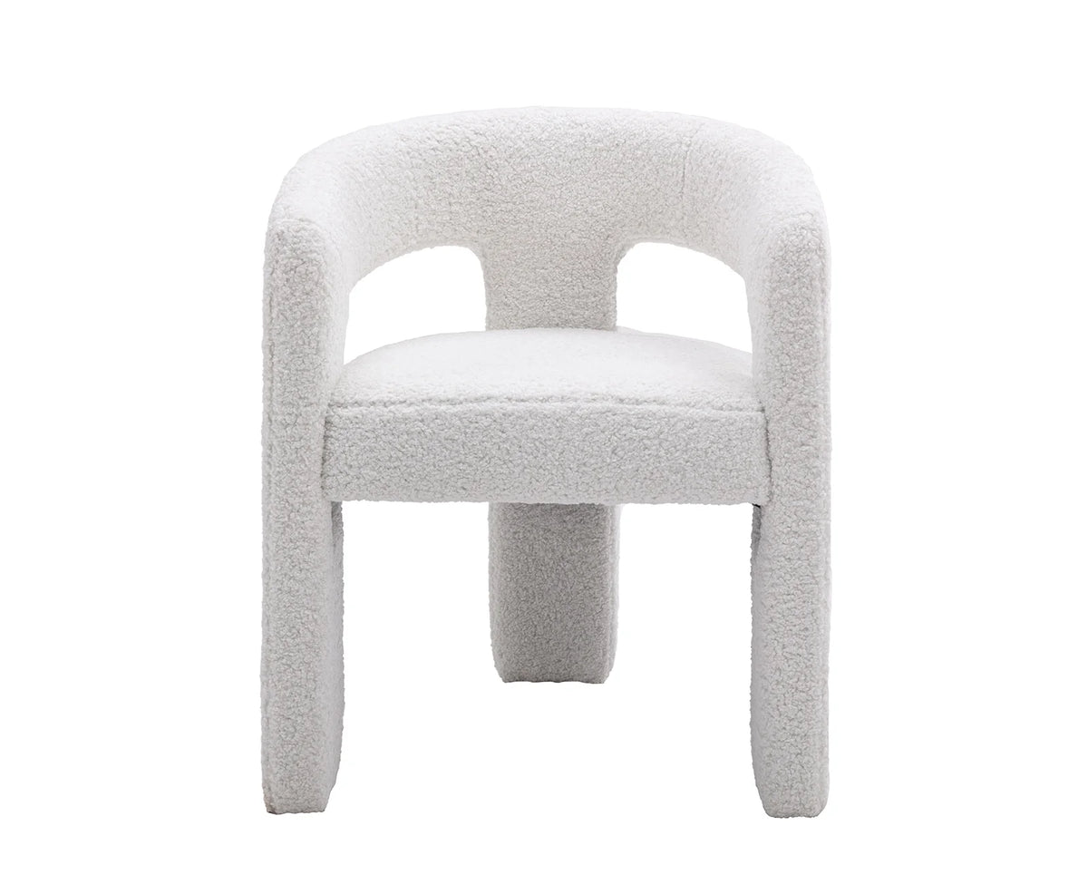 Guyou Modern Sherpa Upholstered Dining Chair, Cute Barrel Side Armchair Kitchen Chair with Armrests and Back for Living Room Dining Room Bedroom, Green