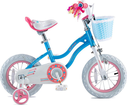 Royalbaby Girls Kids Bike Star girl 16 In. Bicycle Basket Training Wheels Kickstand Blue Child-s Cycle