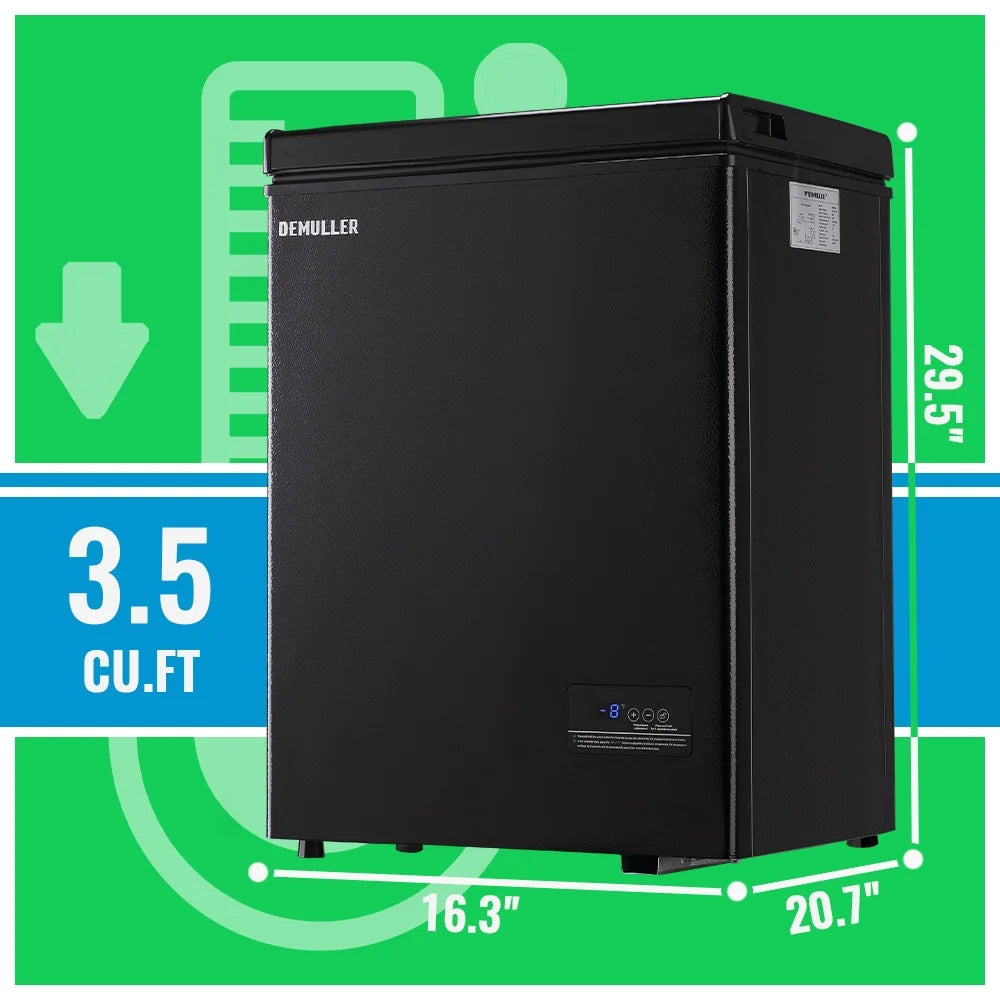 DEMULLER 3.5 Cu. ft Chest Freezer Small Freezers with Top Open Door Freestanding Black