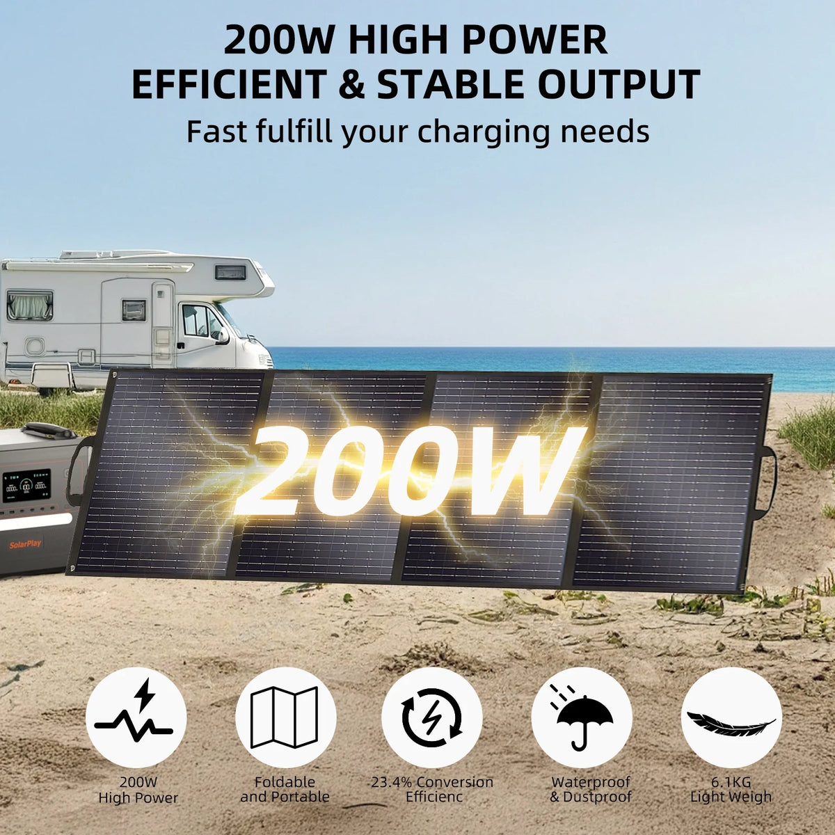 Solarplay 2400W(4800W Peak) Solar Generator, with 400W Solar Panel,2160Wh Portable LiFePO4 Battery Power Station for Camping Home Backup RV