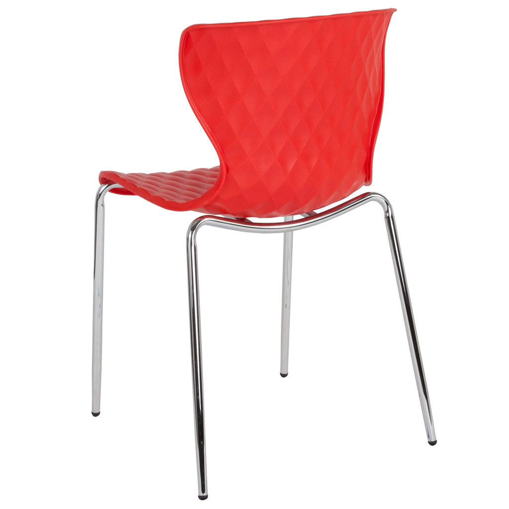 BizChair 4 Pack Contemporary Design Orange Plastic Stack Chair