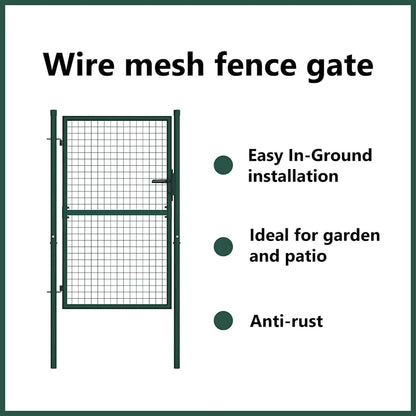 vidaXL Fence Gate Metal Fence Post Garden Gate for Outdoor Patio Steel Green