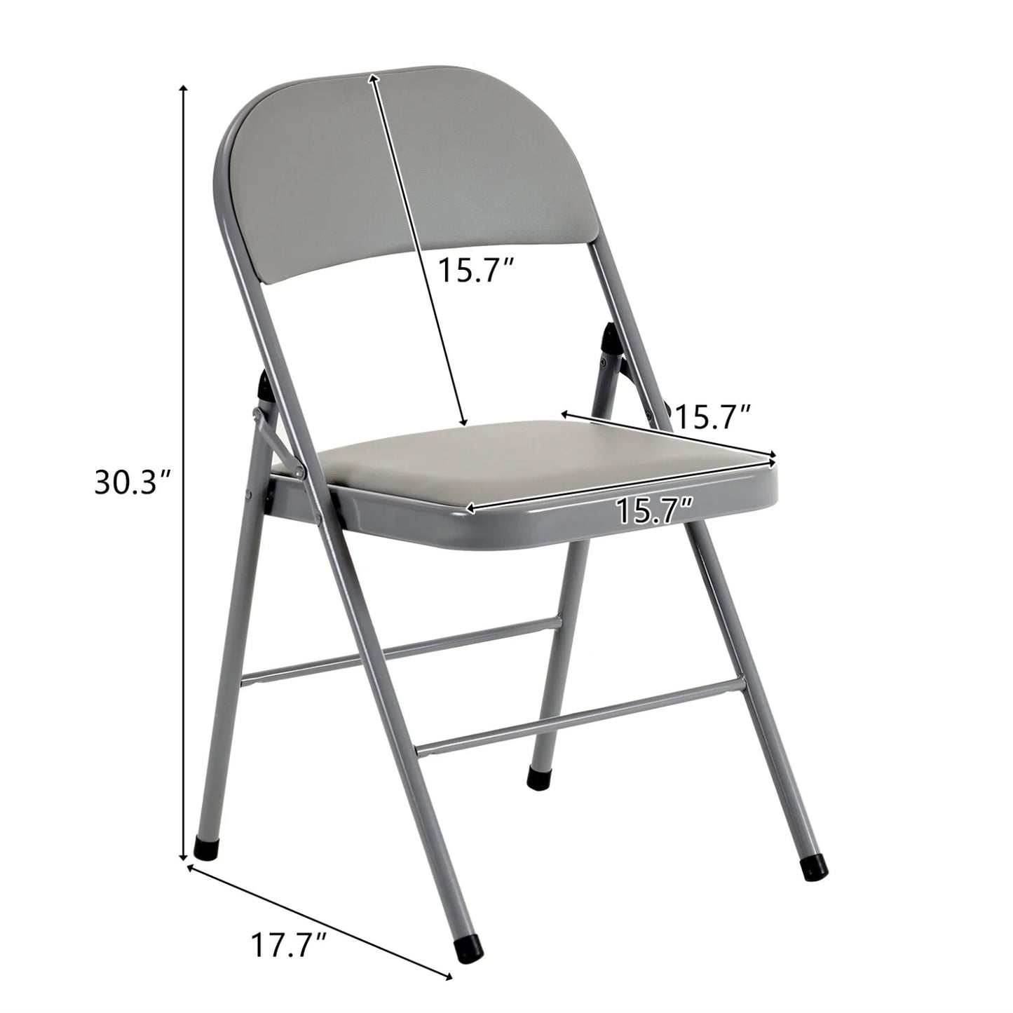 6 Pack Gray Folding Chairs with Padded Seats, Portable Stackable Foldable Chairs for Indoor & Outdoor, Commercial Seat with Metal Frame for Events Office Wedding Party, 330lbs Capacity