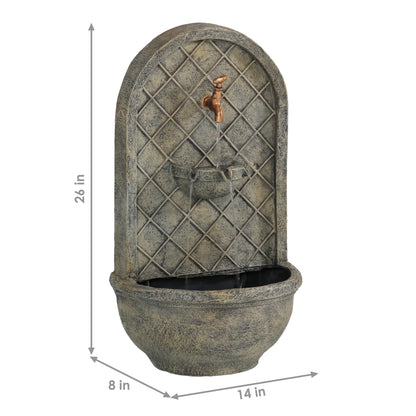 Sunnydaze Messina Polystone Outdoor Solar Wall Fountain, Bronze