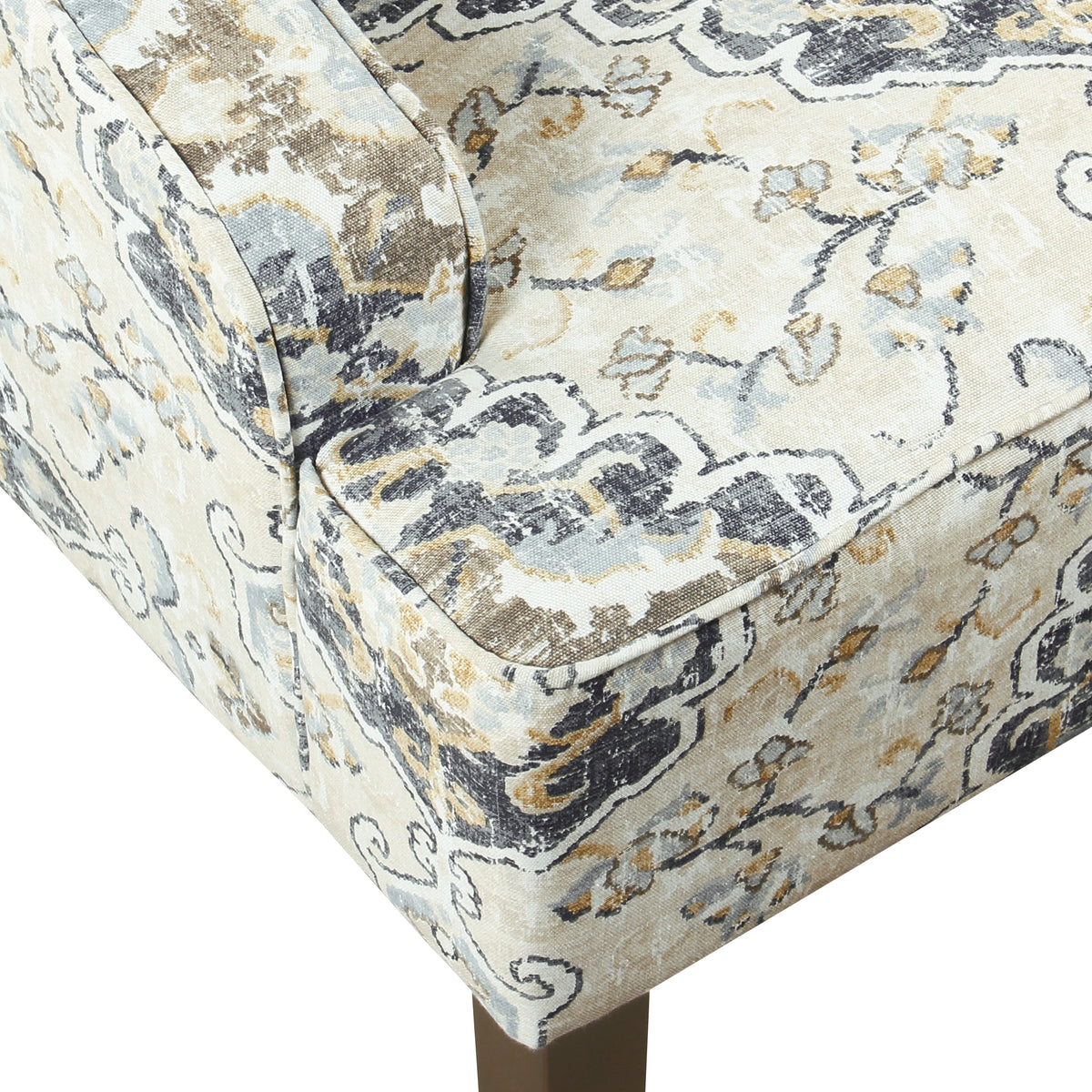 HomePop Classic Swoop Accent Chair - Blue and White Damask