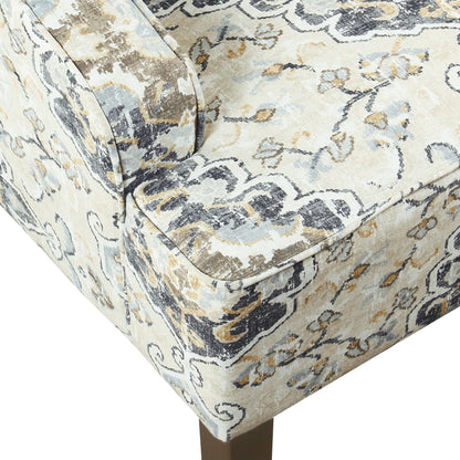 HomePop Classic Swoop Accent Chair - Blue and White Damask