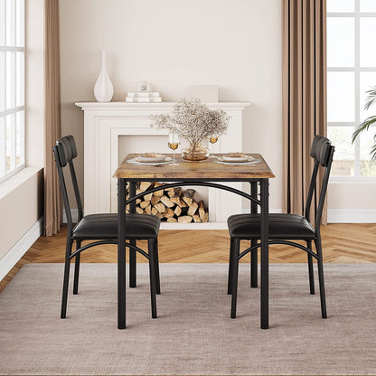Dining Table Set for 2, Kitchen Table and Chairs for 2 with Upholstered Chairs, 3 Piece Dining Room Table Set, Square Kitchen Table Set for Small Space, Apartment, Studio