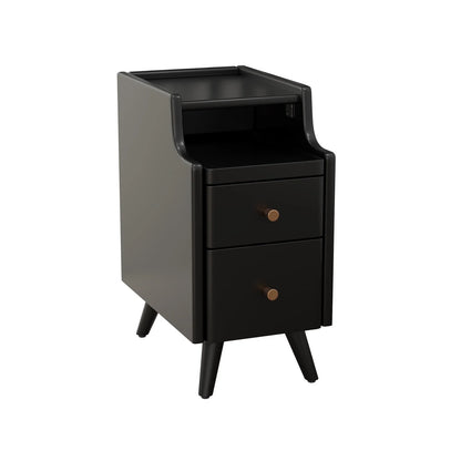 Small Nightstand,Solid Wood Nightstand with Drawers, Walnut Bedside Table for Bedroom