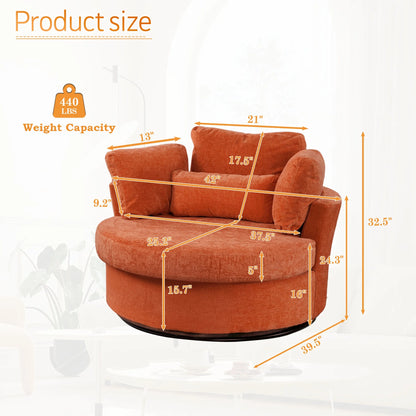 Muumblus Teddy Swivel Accent Barrel Chair, Modern Oversize Sherpa Comfy Round Reading Armchair for Living Room, Ivory