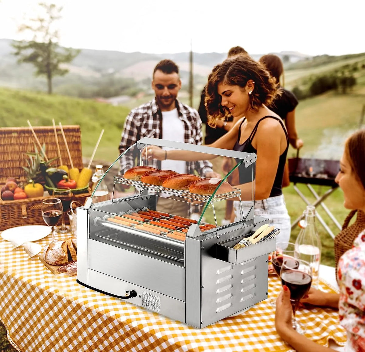 ROVSUN 1050 W 18 Hot Dog Capacity Commercial Hot Dog Roller Grill