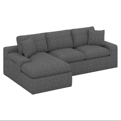 BEBPILOO Modular Chenille 107.9" Sofa with Flexible Configuration, Double - Layer Cushions, Deep Seating & Side Storage Pockets, Full-compressed Sofa for Living Room, Gray