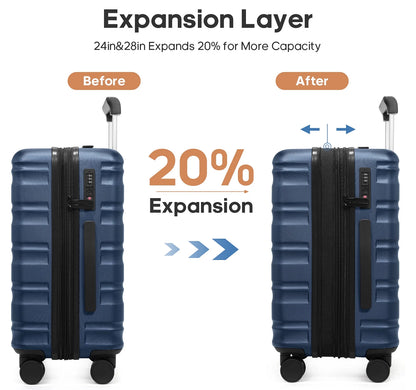 MIUSSE Luggage Sets 3 Piece, 20 Inch Carry On Luggage with Wheels, 100% PC Hardshell Suitcase with TSA Lock, Carry On Suitcases Airline Approved With Travel Backpack for Men Women