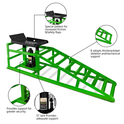 Lafati 2-Pack Hydraulic Car Ramps: Heavy-Duty Vehicle Ramps with 5T / 10000lbs Jack Load Capacity, Portable Design for Effortless Oil Changes and Car Lifts