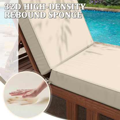 Kimunuk Outdoor Chaise Lounge Cushions set of 2, 80" x 26" x 4" Waterproof Pool Beach Recliner Replacement Cushions with Ties, Navy