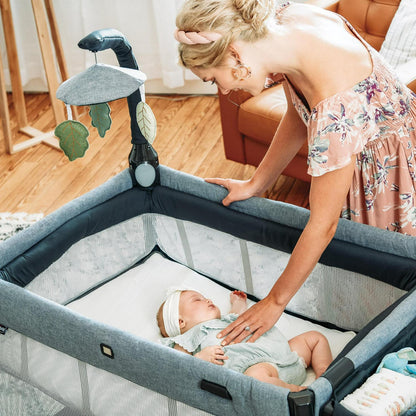 Chicco Lullaby Primo All-in-One Playard with Toy Bar and Deluxe Parent Organizer - Lakeshore (Navy)