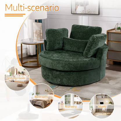 Muumblus Teddy Swivel Accent Barrel Chair, Modern Oversize Sherpa Comfy Round Reading Armchair for Living Room, Ivory