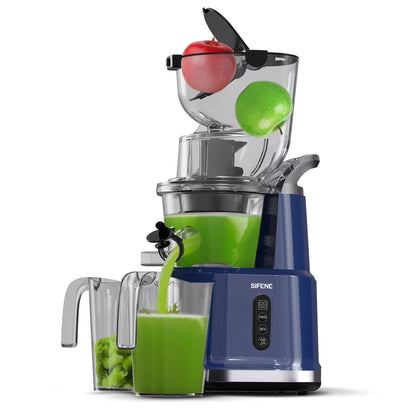 SIFENE 200W Cold Press Juicer Machine for Fruits and Vegetables, Masticating Juice Maker with 83mm Wide Chute, High Yield, Easy Clean, Gray
