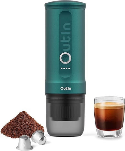 Nano Portable Electric Espresso Machine: 20 Bar, 3-4 Min Self-Heating, Mini 12V/24V Car Coffee Maker with NS Capsule & Ground Options - Ideal for Camping, Travel, RV, Hiking, Office (Space Grey)