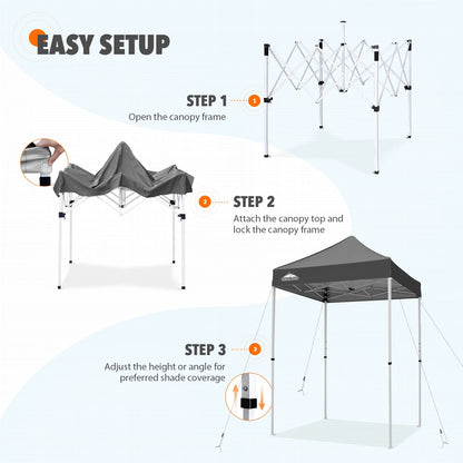 EAGLE PEAK 5x5 Pop Up Canopy Tent Instant Outdoor Canopy Easy Set-up Straight Leg Folding Shelter（Blue）
