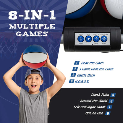 Costway Dual Shot Basketball Arcade Game with 8 Game Modes Electronic Scoring Blue