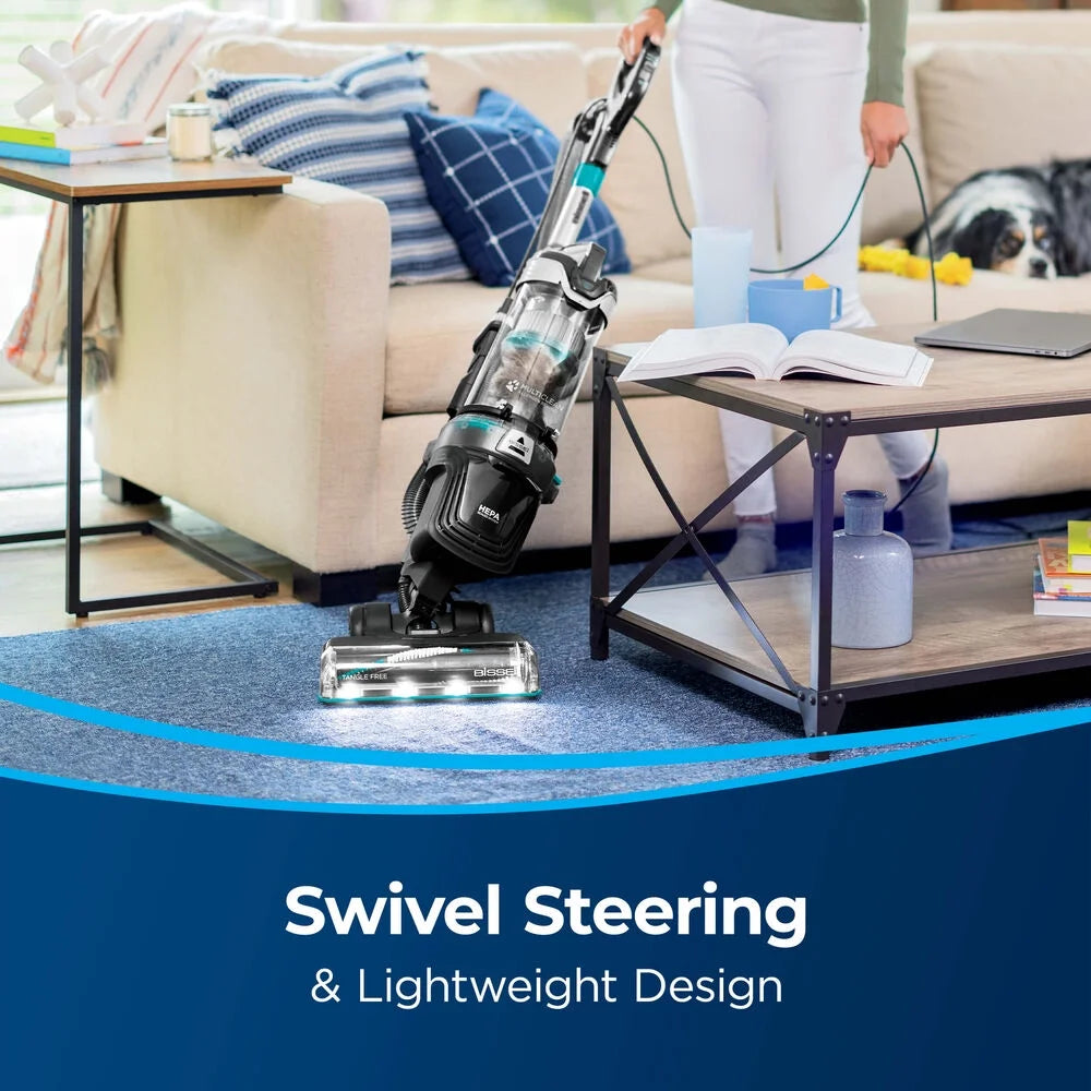 BISSELL Upright Vacuum, PowerLifter Allergen Pet Rewind, Pet Friendly , Bagless, HEPA filter, with Tangle Free Brush Roll, Swivel Steering and LED Headlights, 3404, Black