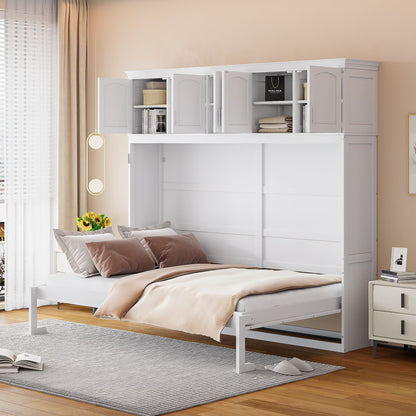 Newest Queen Size Murphy Bed Wall Bed with Top Cabinets,Gray