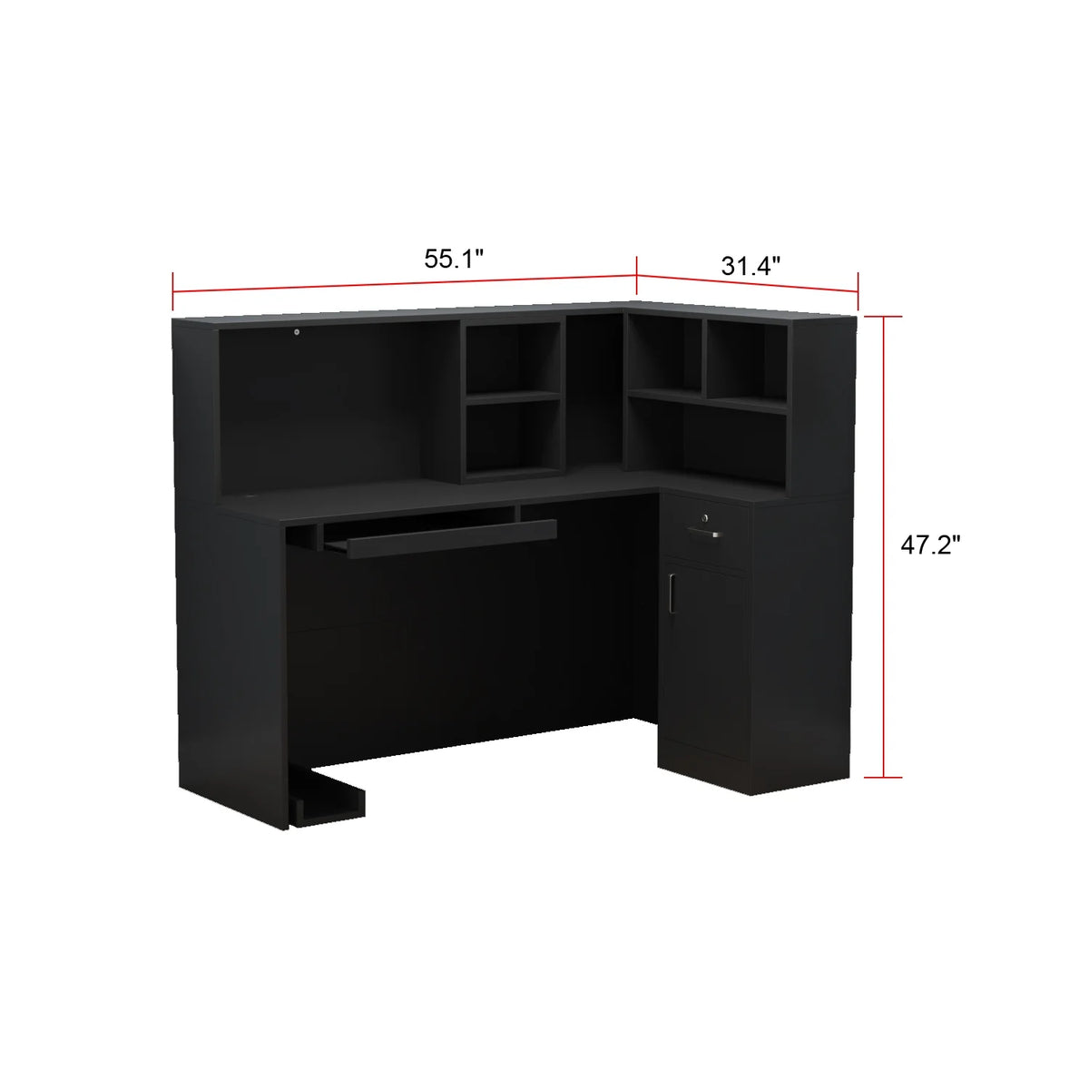 MONSLIPA L-Shape Wood Reception Desk with , Register Stand Reception Center Desk, White