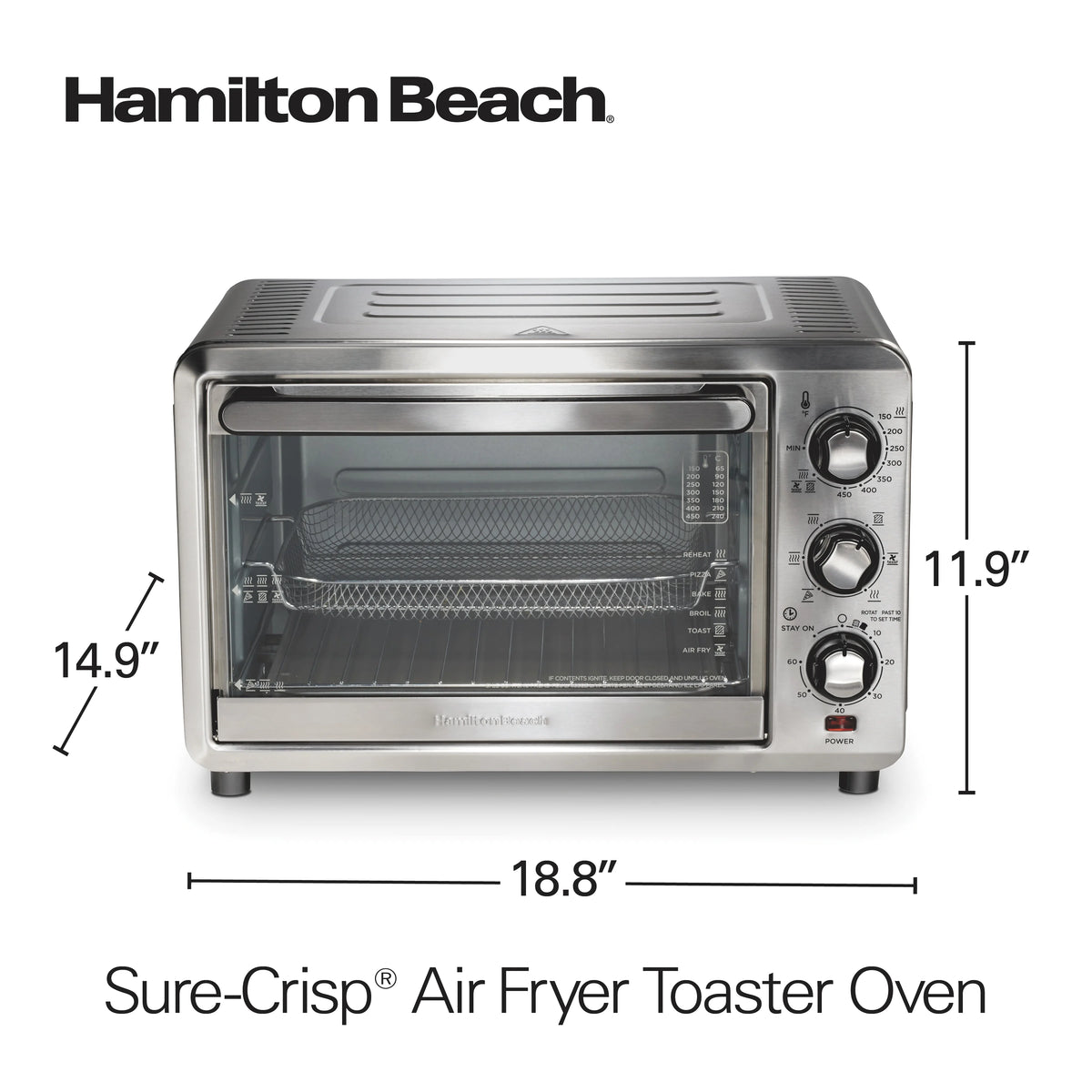 Hamilton Beach Sure-Crisp 6 Slice Countertop Toaster Oven with Sure-Crisp Air Fryer Function, Stainless Steel