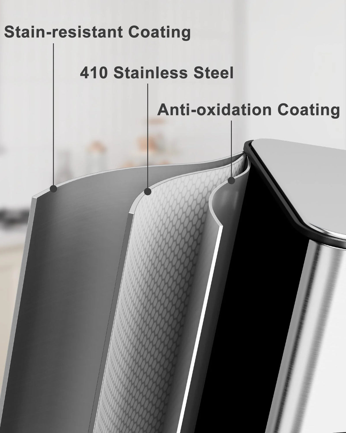 3 x 8 Gallon Kitchen Trash Can,Triple Trash Can with Lid 90 Liters,Stainless Steel 3 Compartment Trash and Recycle Bin Combo with Separated Lid and Foot Pedal Trash Can,Silver,24 Gallon Total