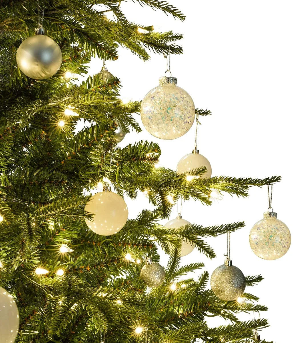 OasisCraft 6.5ft Pre-lit Snow Flocked Artificial Christmas Tree PVC Branches, 400 Clear Lights, Metal Stand | Realistic Full Shape for Home, Office, Holiday Decoration