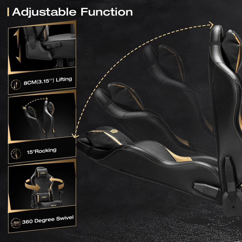 Douxlife Massage Gaming Chair, Spring Cushion, Breathable Fabric Gaming Chair with Footrest, Ergonomic Computer Chair for Adults & Kids