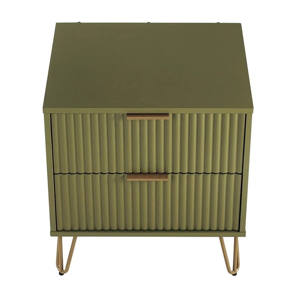 Pemberly Row Nightstand from Engineered Wood in Olive Green - Set of 2