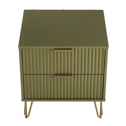 Pemberly Row Nightstand from Engineered Wood in Olive Green - Set of 2