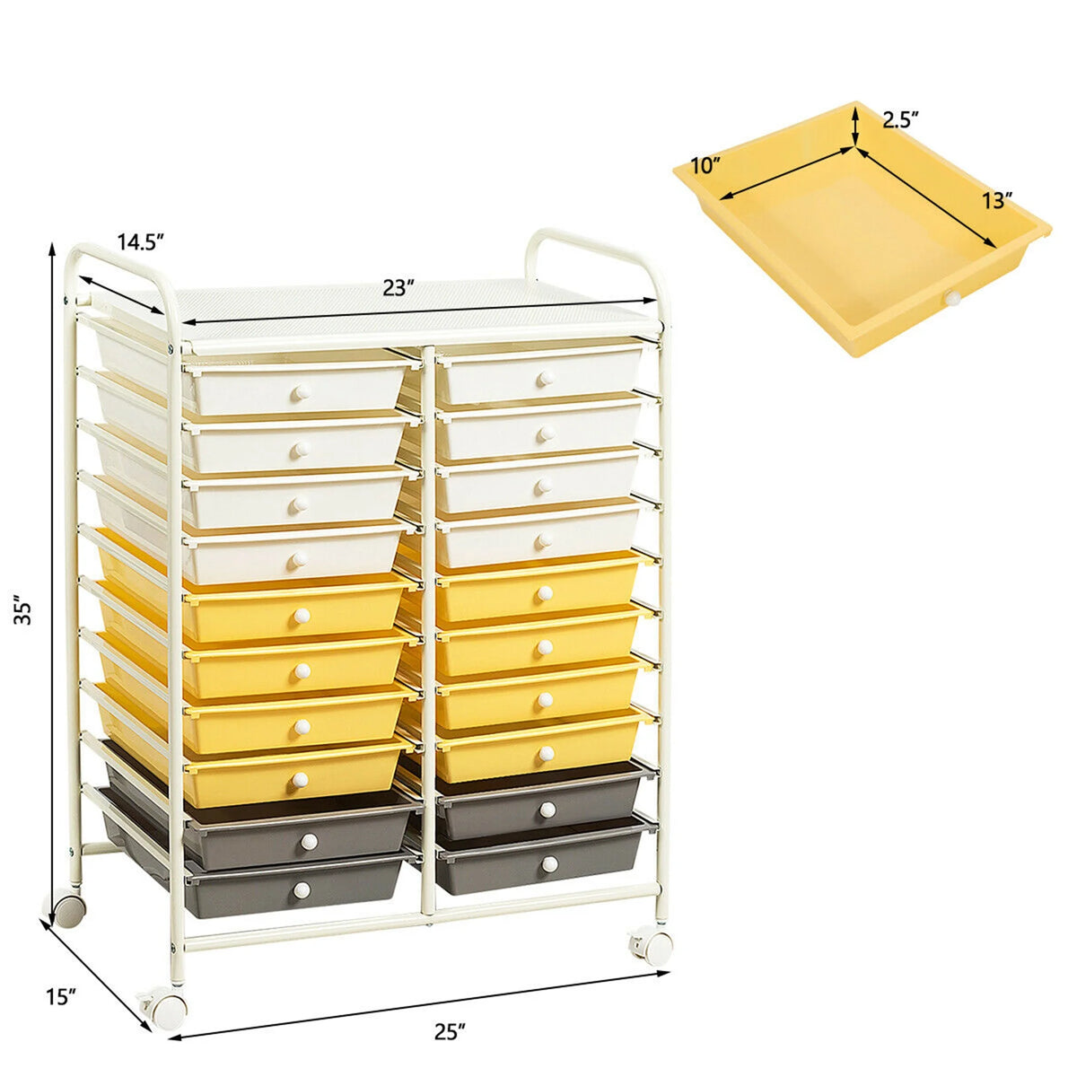 Gymax Office Rolling Cart 20 Storage Drawers Scrapbook Paper Studio Organizer Mutlicolor