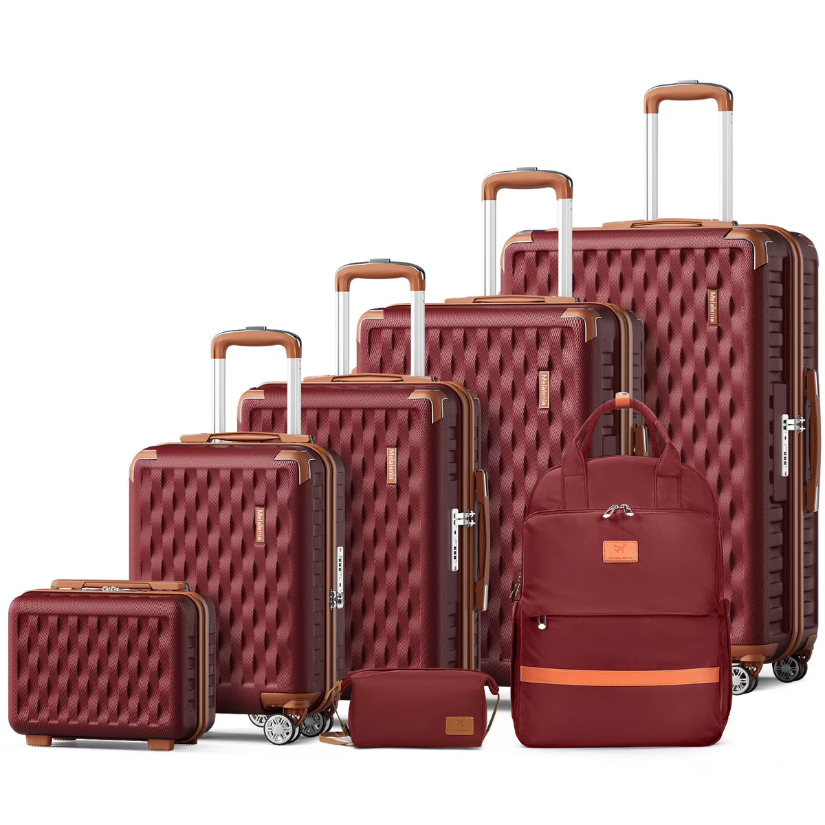 Melalenia - 7 Luggage Sets ABS Hardside Spinner Luggage -With Spinner Wheels and TSA Lock-White