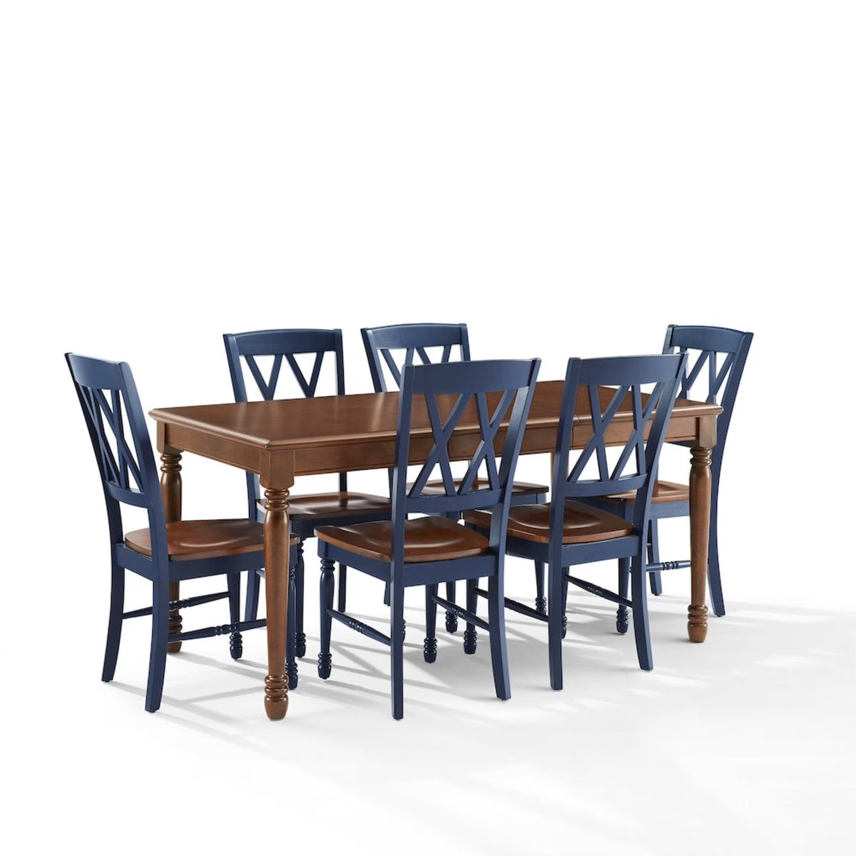 Crosley Furniture Shelby 7-Piece Traditional Dining Table Set for 6, Dinner Tables with Kitchen Chairs