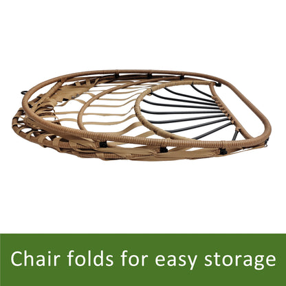 Mainstays Adult Metal Egg Hanging Chair with Beige Olefin Cushion, Black