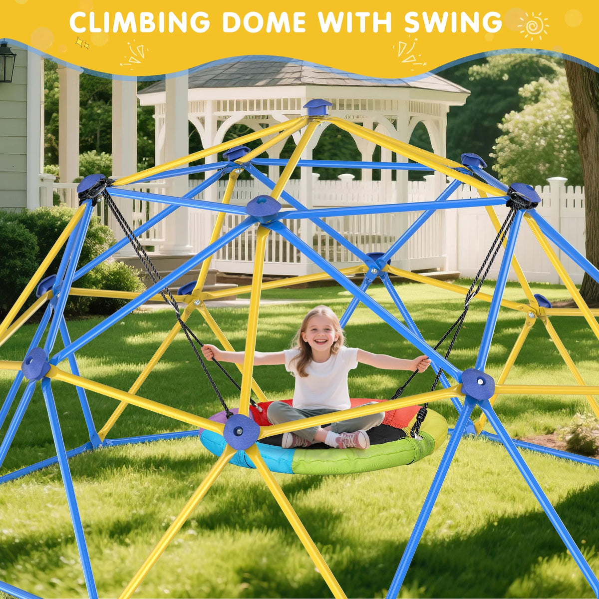 WOSTOO 10FT Climbing Dome,Kids Dome Climber Jungle Gym Outdoor Toddler Play Set for Kids 3-10 Year Outdoor Play , Supports up to 880lbs
