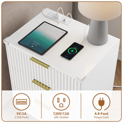 GIKPAL Bedroom Dresser and Nightstand 3 Piece Set - Includes Boho Double 6 Drawer Storage Dresser, Nightstand Set of 2 with Charging Station, Modern Bedroom Set, Natural