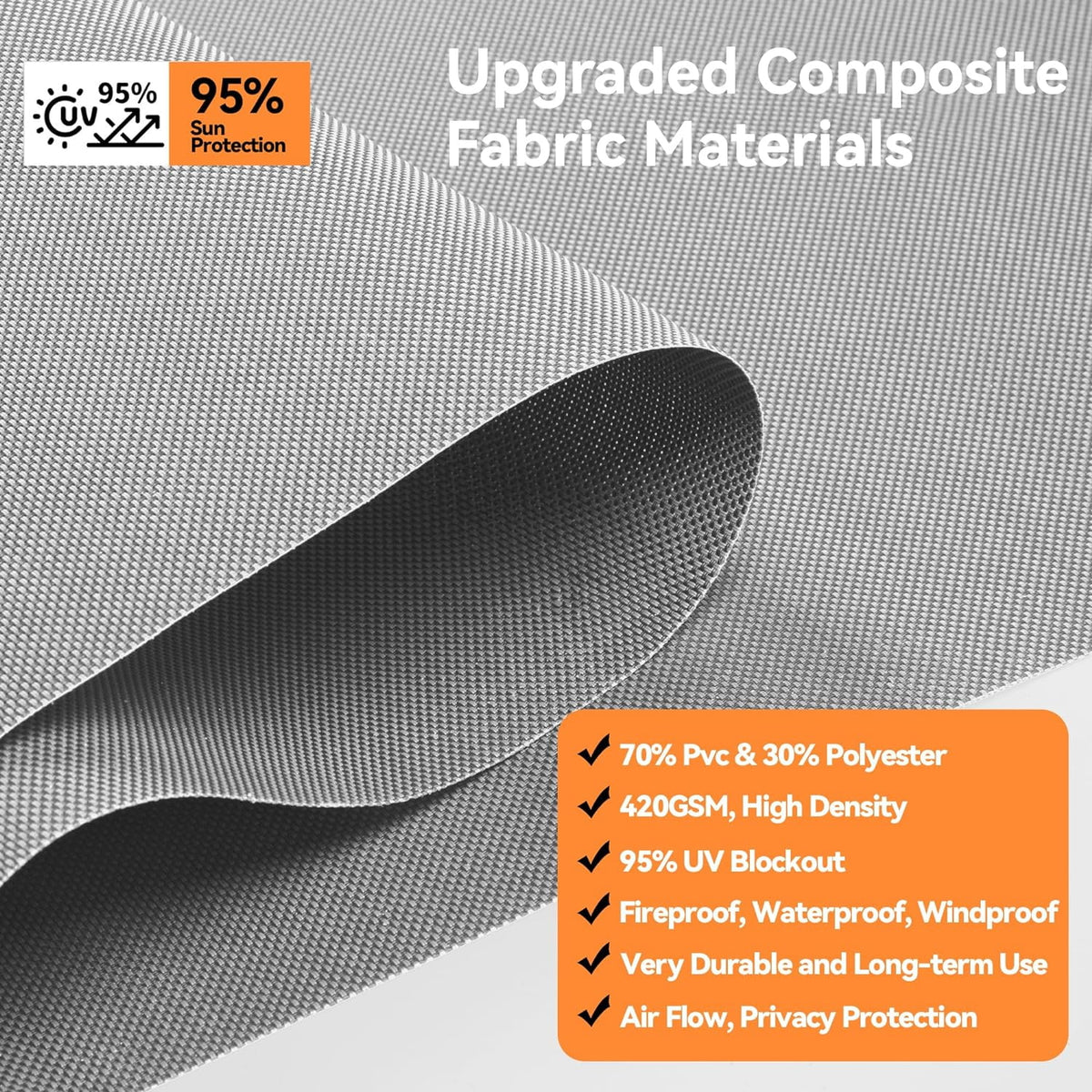 Superjoe Outdoor Roller Shade for Patio, Cordless Blackout Waterproof Blind, UV Block, 4'L x 6'W